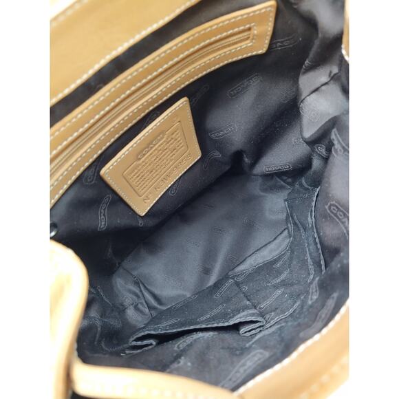 Coach Brown Tan Leather Drawstring Buckle Flap Closure Backpack - Vintage - Picture 9 of 16